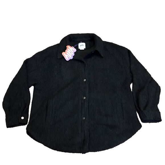 New Yitty  black Large Teddy Shacket Jacket New Button cardigan  $89.95 - Picture 1 of 9